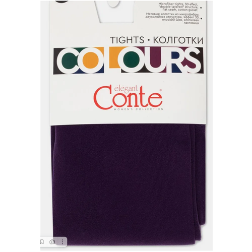 колготки conte elegant colours 80 den размер 3 m оранжевый горчичный Колготки Conte elegant Colours, 80 den, размер 3/M, фиолетовый