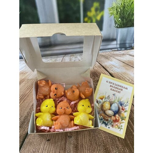 Мыло детское цыплята мыло сувенирное пасхальные ангелочки набор 2 штуки в крафт коробке