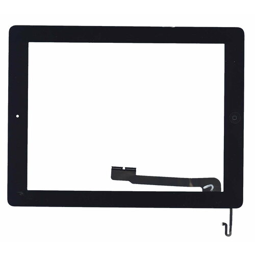 Сенсорное стекло (тачскрин) для iPad 4 черное с кнопкой OEM