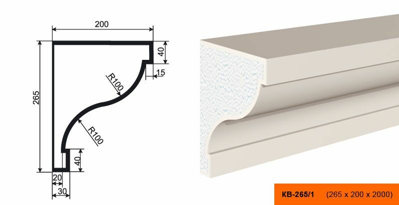 Lepninaplast КВ-265/1 фасадный карниз из пенополистирола