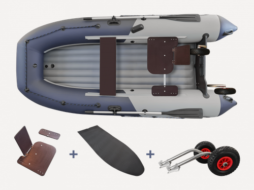 Изображение товара Комплект надувная лодка НДНД Grouper 335 Премиум (серо-светлосиний)