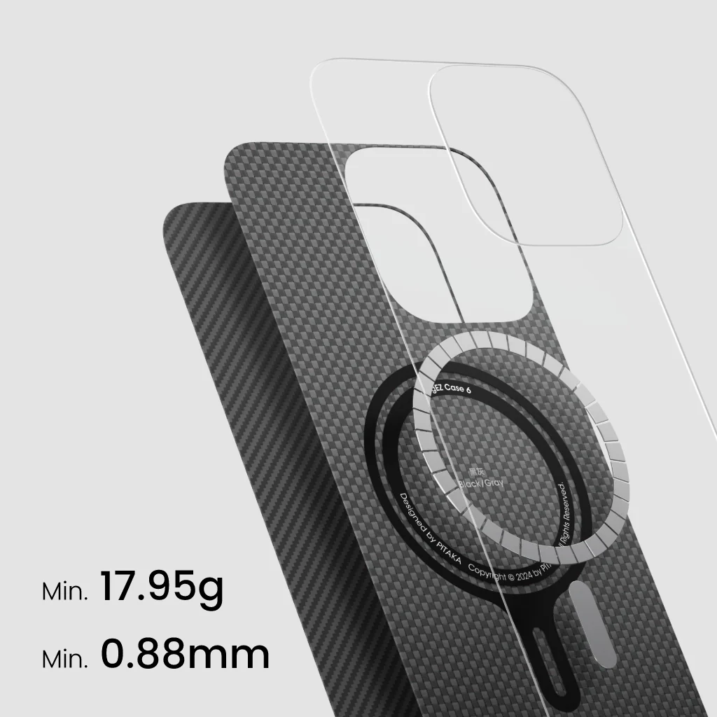 Чехол PITAKA Ultra-Slim Case для iPhone 16 Pro Max 6.9", черный/серый (Black/Grey Twill) 600D — фото 1