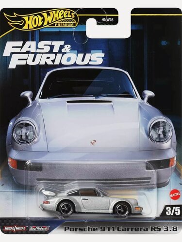Изображение товара Коллекционная Premium машинка Hot Wheels Porsche 911 Carrera RS 3.8 Metalflake silver (коллекция Fast & Furious 2024, 3/5 mix 3)