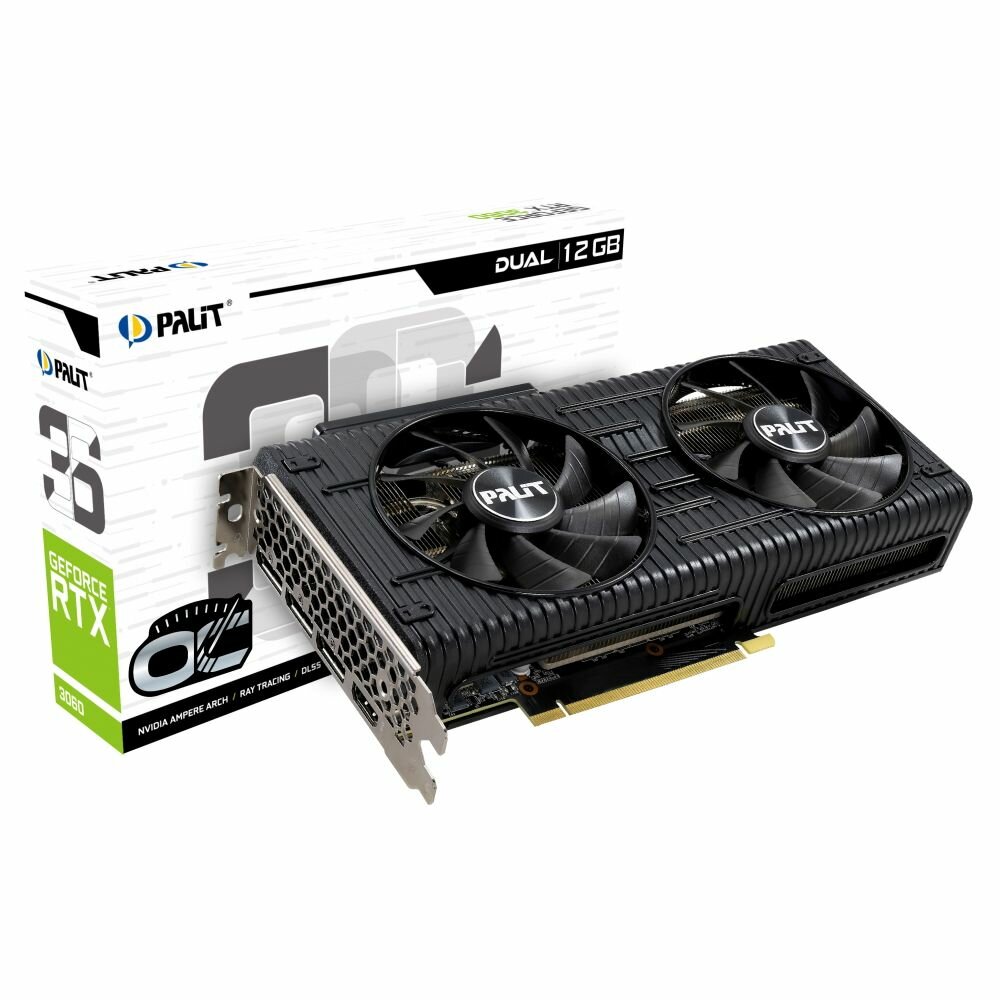 Видеокарта Palit NVIDIA GeForce RTX 3060 DUAL OC 12G LHR, GDDR6, GDDR6 192bit 3-DP HDMI
