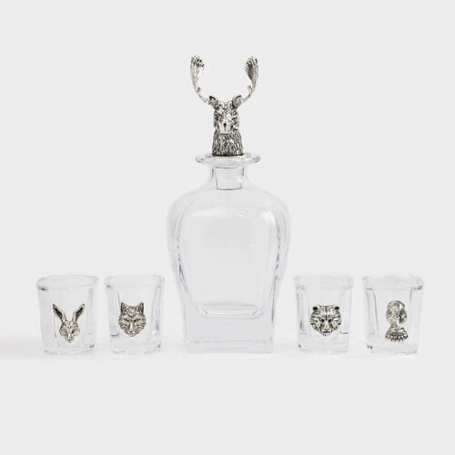 Набор для водки 4 перс 5 пр графинстопки стеклометалл Лесные животные Lux elements 11690₽