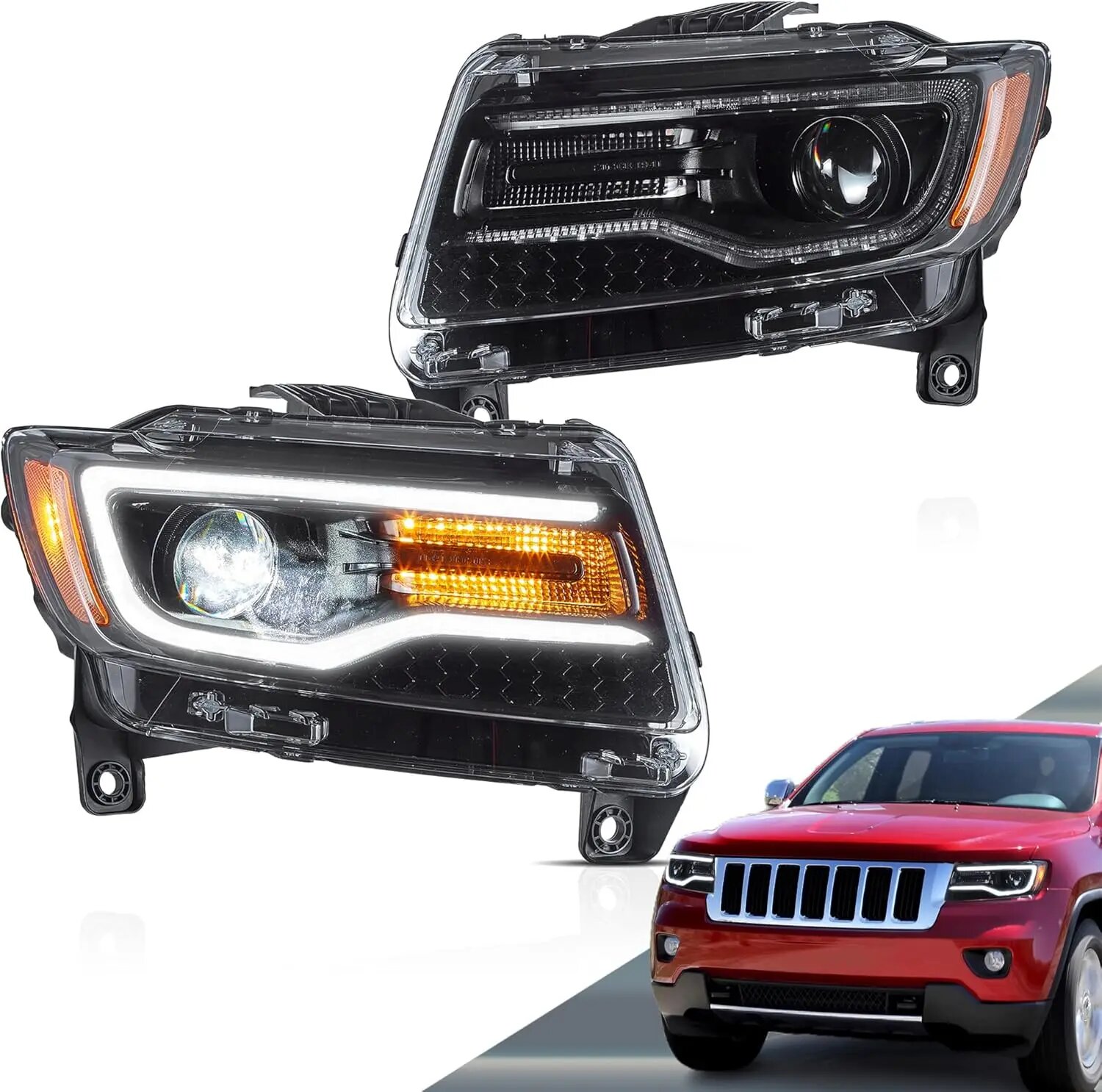 Светодиодные фары проектора подходят для всех моделей 4-го поколения Jeep Grand Cherokee WK2 2011-2013, передние фары с анимацией запуска DRL с Am