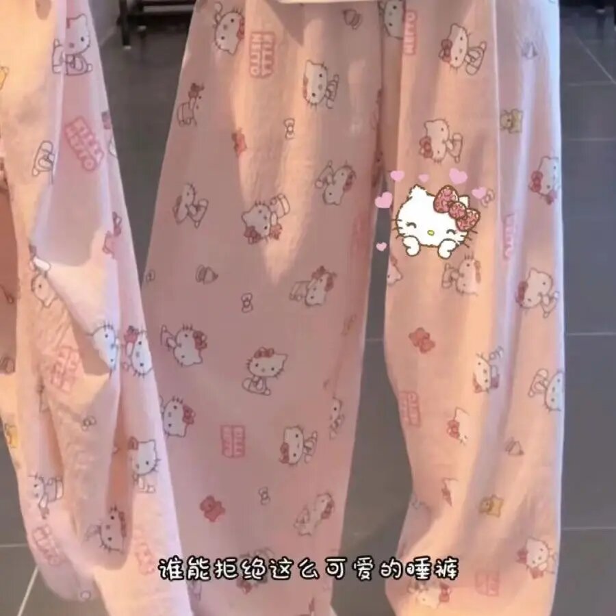 MINISO Штаны Hello Kitty из хлопка, XXL, Розовый
