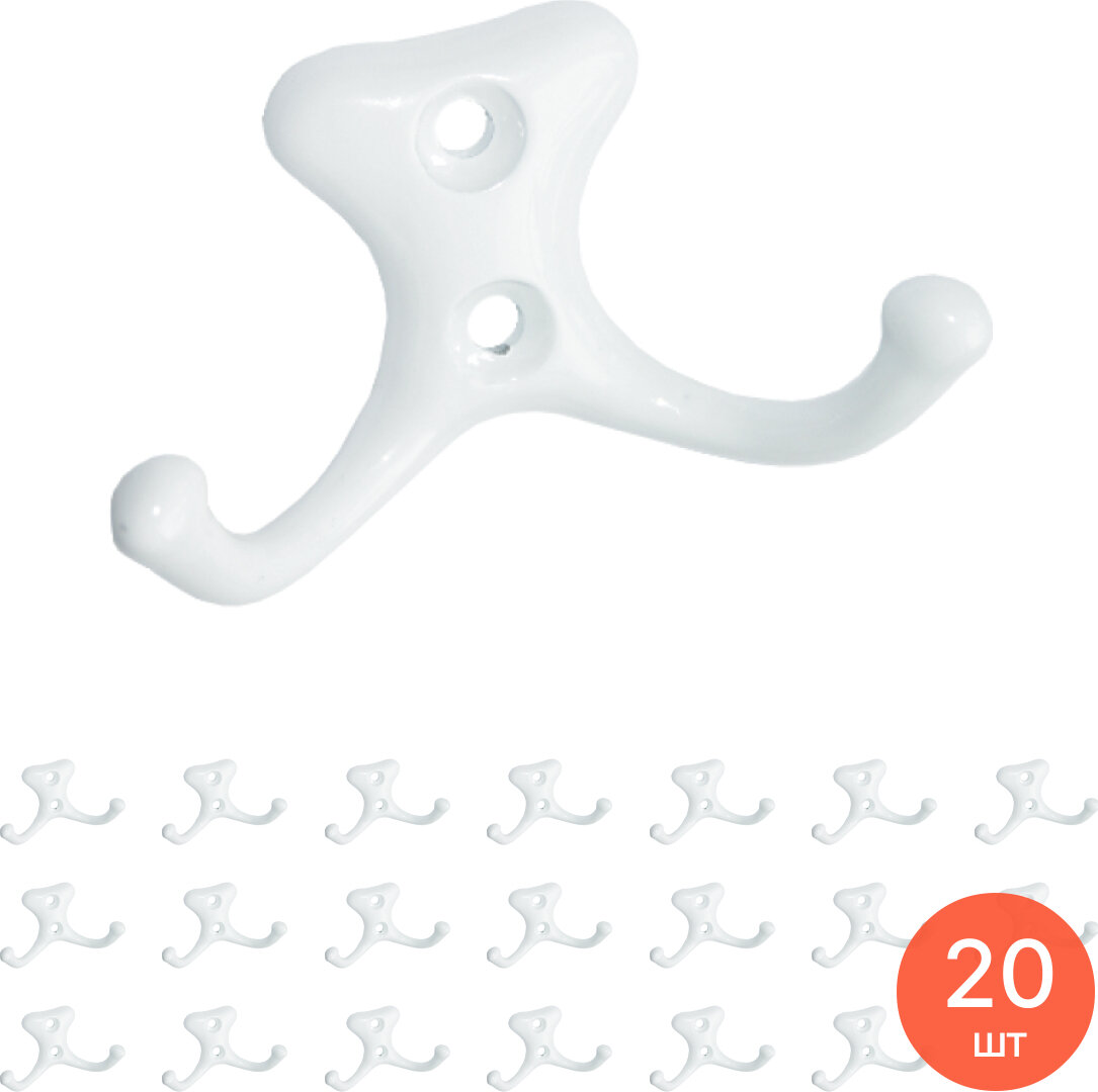 Крючок-вешалка для одежды РемоКолор №21 с полимерным покрытием мебельный настенный металлический 7x4x3см в упаковке 1шт. / товары для дома (комплект из 20 шт)
