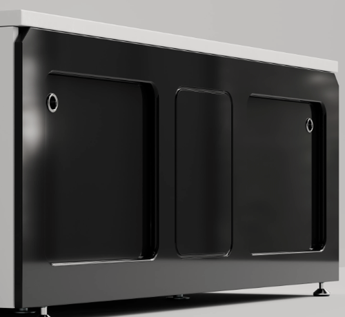 Изображение товара Экран-купе 170, МДФ, цвет чёрный, на ножках, раздвижной, регулировка по высоте