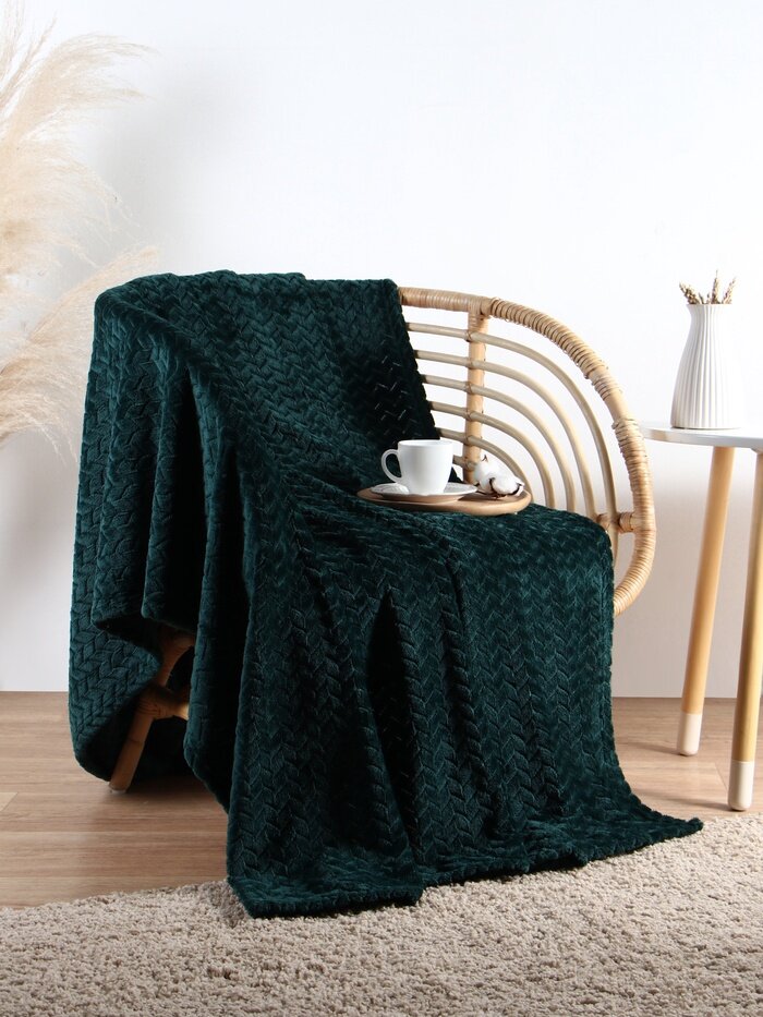 Плед Этель Zig-zag изумрудный 200×220 см100% п/э корал-флис 300 г/м²