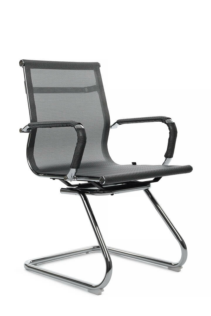 Конференц-кресло Hugo 6001-3E Серебристо-серая сетка Riva Chair