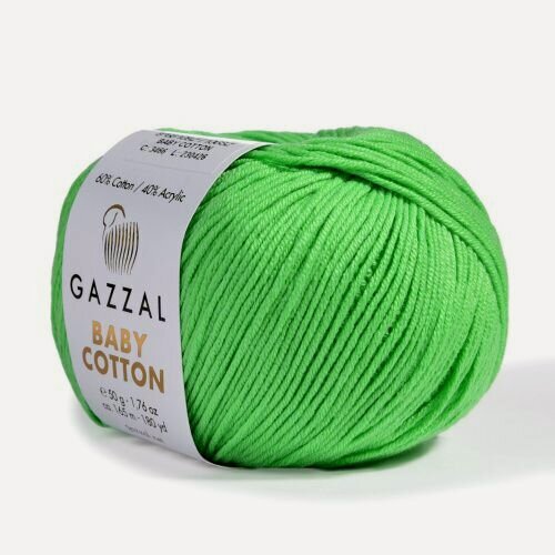Изображение товара Пряжа Gazzal Baby cotton 3466 салат (50г/165м, упаковка 10 мотков)