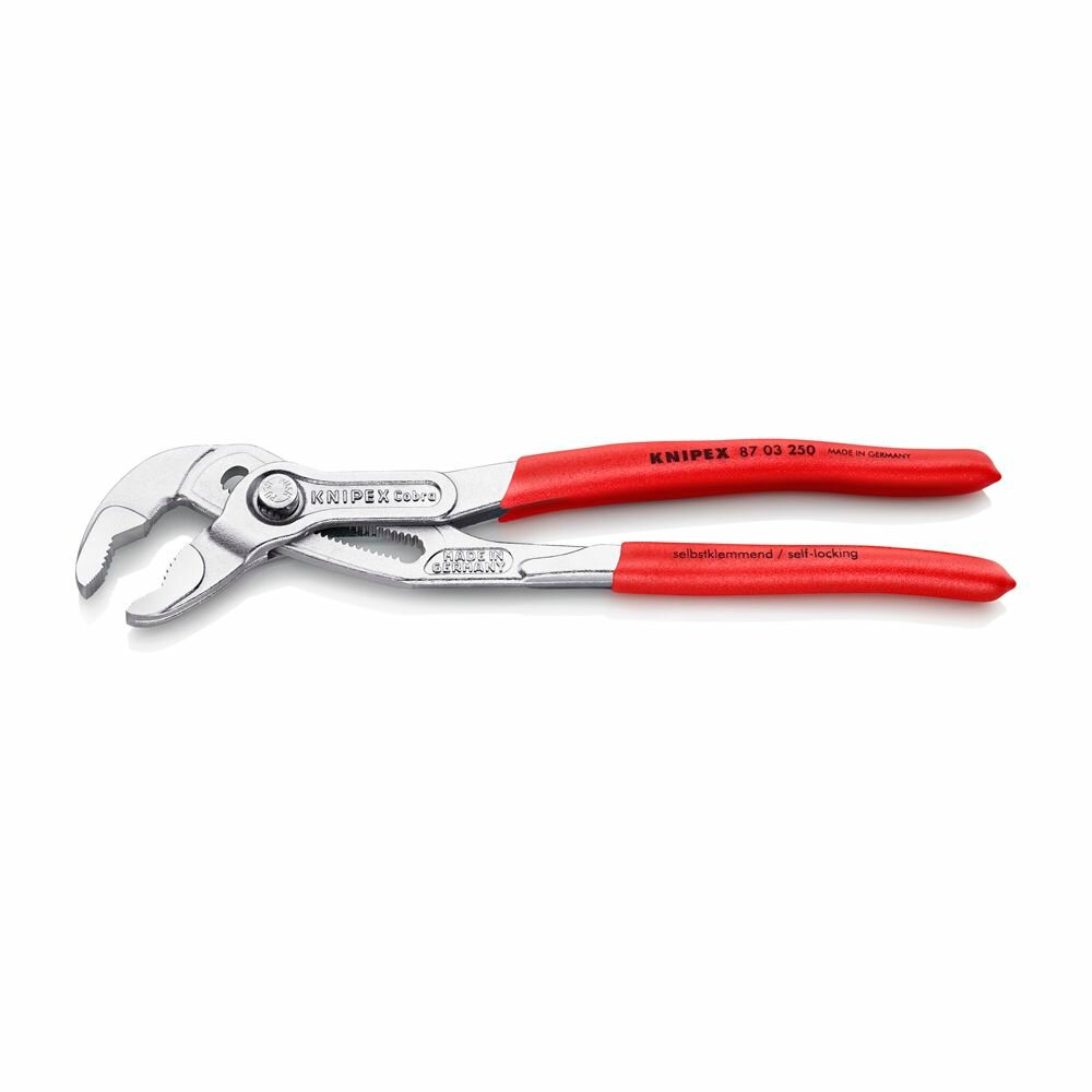 Клещи переставные KNIPEX COBRA зев 50 мм, длина 250 мм, хром, обливные ручки KN-8703250 — фото 1