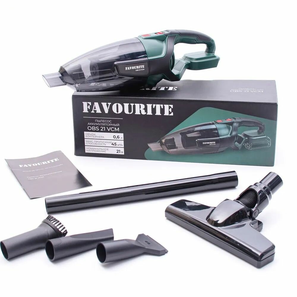 Пылесос аккумуляторный FAVOURITE OBS 21 VCM 21В Li-ion 06 л 10 кПа IP44 (One battery system-единая аккумуляторная платформа) под акб Макита LXT