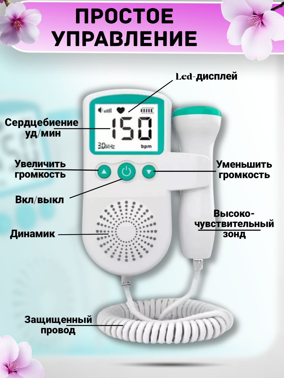 Изображение Фетальный допплер для беременных. Домашний узи аппарат.