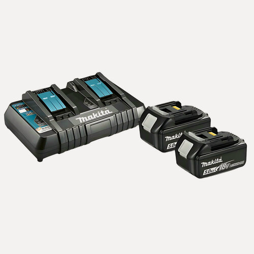 Изображение товара Аккумулятор BL1850B (Li-Ion, 18 V, 5 А*h) - 2 шт + быстрое зарядное устройство DC18RD MAKITA - набор 191L75-3 в коробке