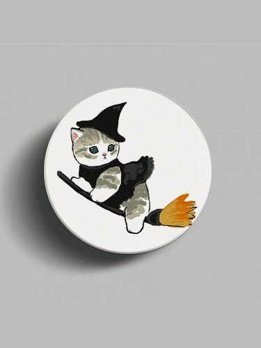 Изображение товара Попсокет - держатель для телефона "Котенок", подставка универсальная, глянцевый, пластик, белый