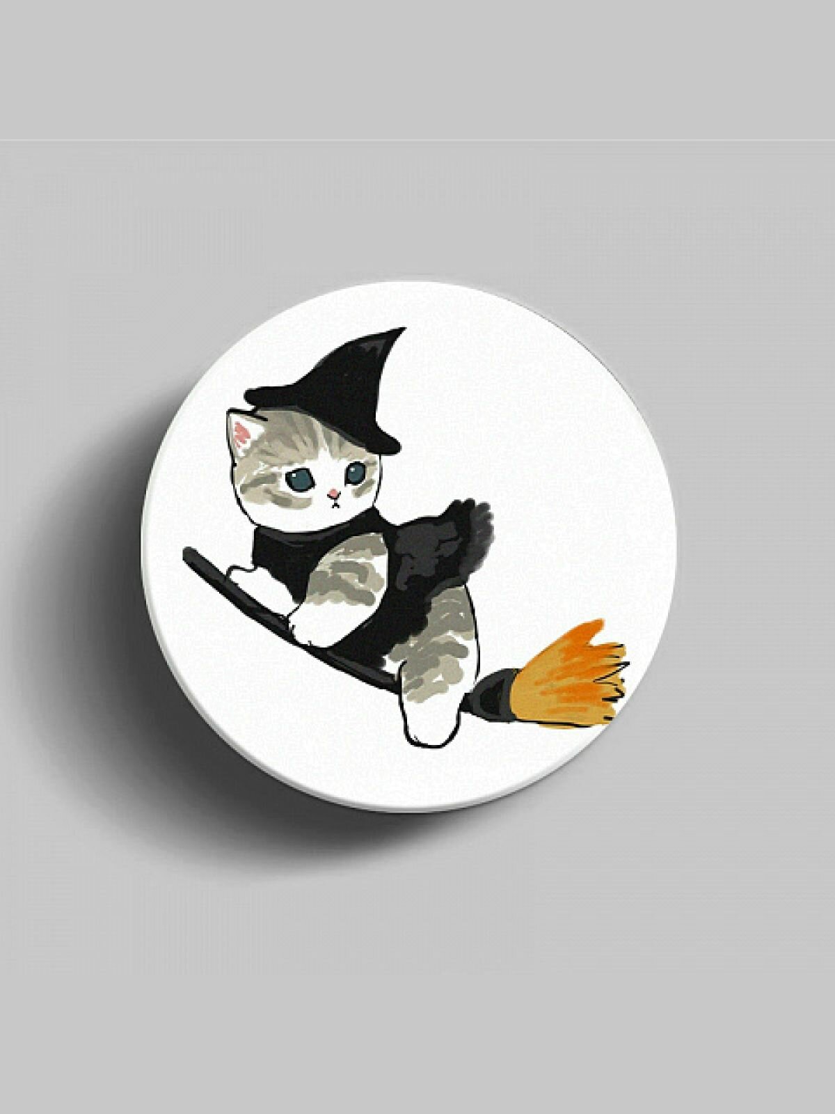 Попсокет - держатель для телефона "Котенок", подставка универсальная, глянцевый, пластик, белый