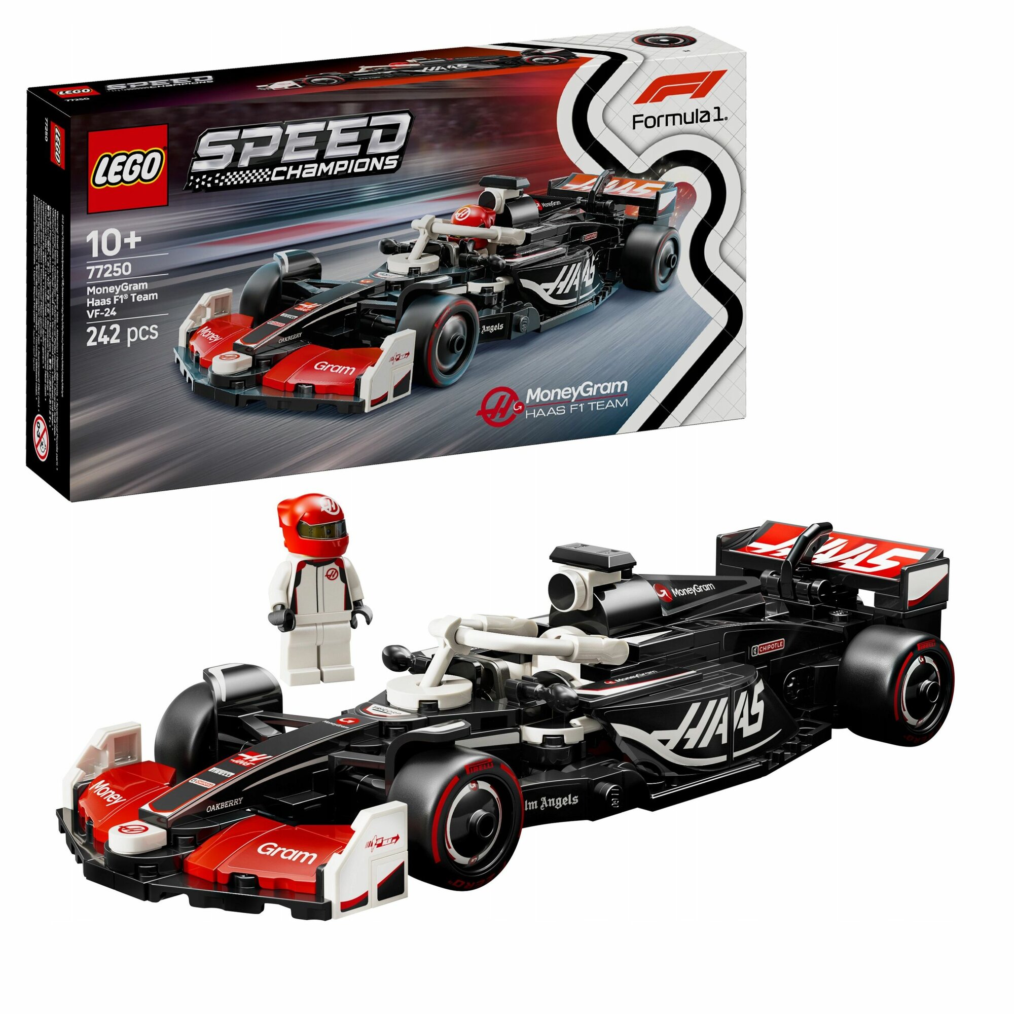 Конструктор LEGO Speed Champions 77250 Гоночный болид MoneyGram Haas Team VF-24 F1 Car, 242 детали, 10+