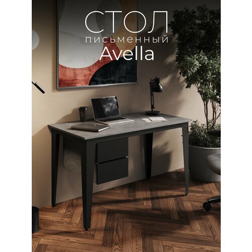 фото Стол письменный с ящиками avella бетон чикаго. стол компьютерный, письменный стол для школьника, стол с тумбой. в175