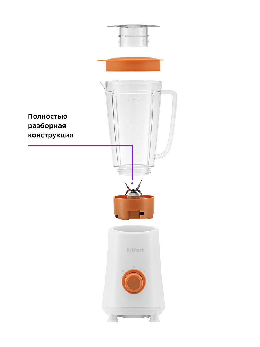 Изображение Блендер Kitfort "3 в 1" КТ-3055-1 бело-оранжевый