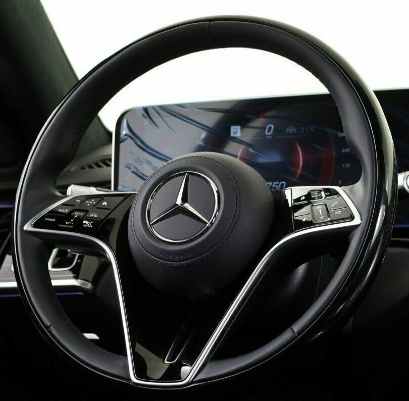 Руль Mercedes-Benz, мультифункциональный, трёхспицевый, чёрный, W223 — фото 1