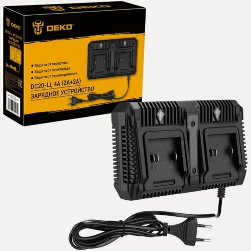 Изображение товара Двойное зарядное устройство Deko DC20-Li, 4А (2А+2А) 083-1051