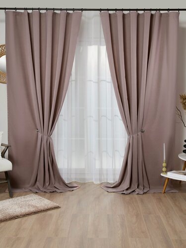 Изображение товара Комплект штор "Канвас-Премиум" пудровый (906-22) арт.5516 (300х230 2 шт.)