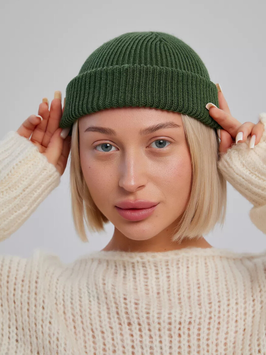 Шапка-бини 8 для взрослых и детей, размер 56, темно-зеленый — фото 1