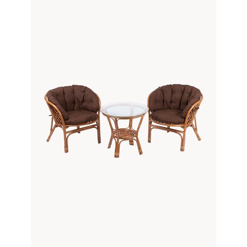 Комплект из натурального ротанга Багама с кофейными большими подушками цвет коньяк 40670₽