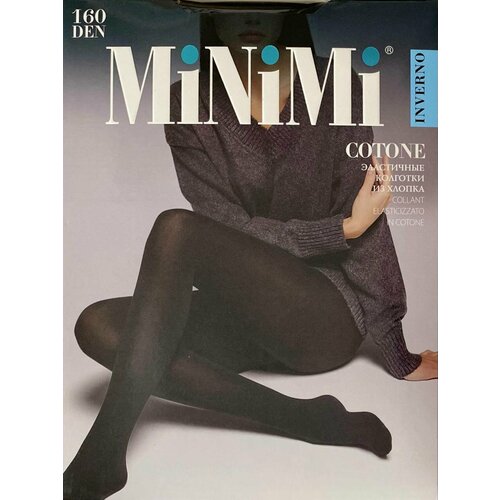 Колготки MiNiMi Cotone, 160 den, размер 7, черный колготки minimi cotone 160 den размер 7 коричневый