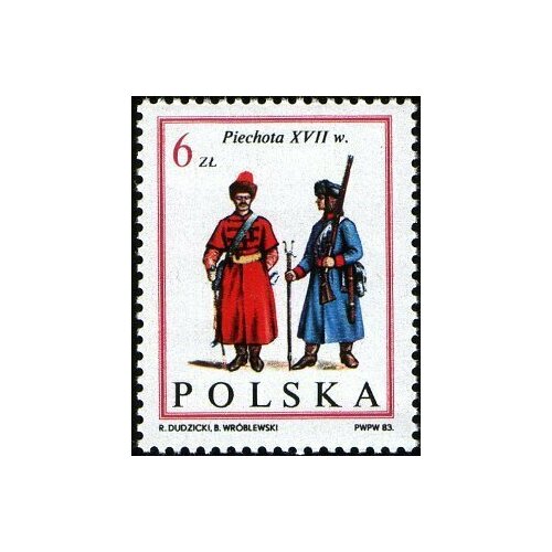 (1983-026) Марка Польша Унтер-офицеры пехоты 300-летие победы над Турками на Лысой горе под Вен 1983 033 марка польша неизвестный придворный живописец 300 летие победы над турками на лысой