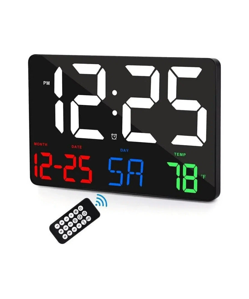 фото Часы настенные/температура, календарь, настольные, от сети 220V/ часы с пультом управления LED CLOCK-0717L