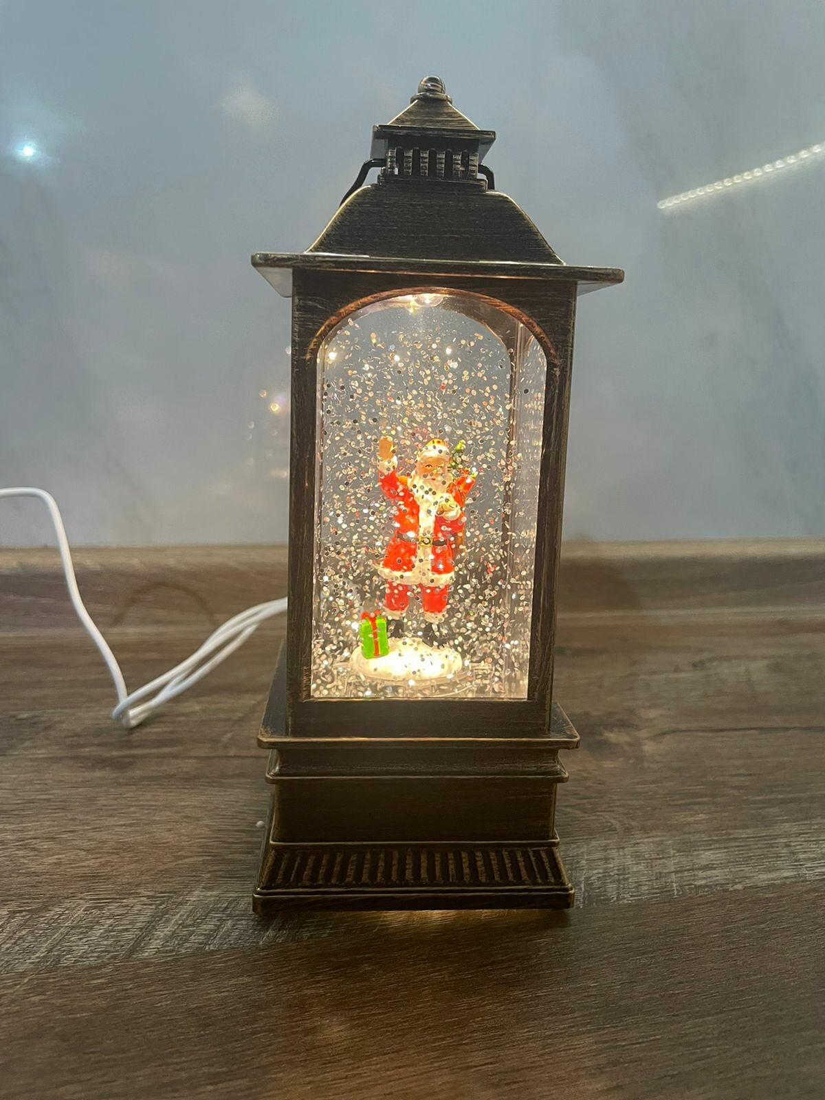 Новогодний фонарь с метелью и новогодней музыкой "Дед Мороз"