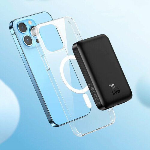 Powerbank с беспроводной зарядкой Baseus Magnetic Mini Air Slim 10000mAh 20W P10059001223-00 белый 4555₽