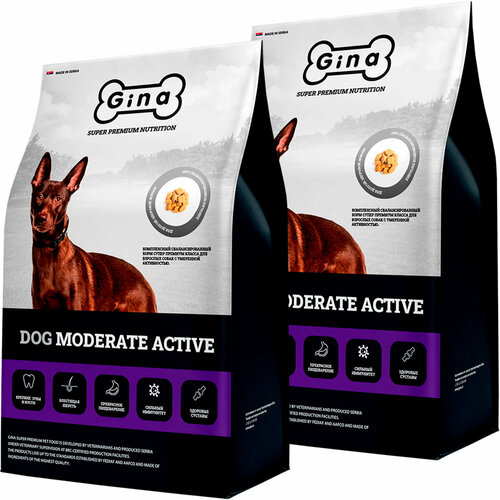 GINA DOG MODERATE ACTIVE для взрослых собак с умеренным уровнем активности курицей и рисом 01715/01722 (18 + 18 кг)