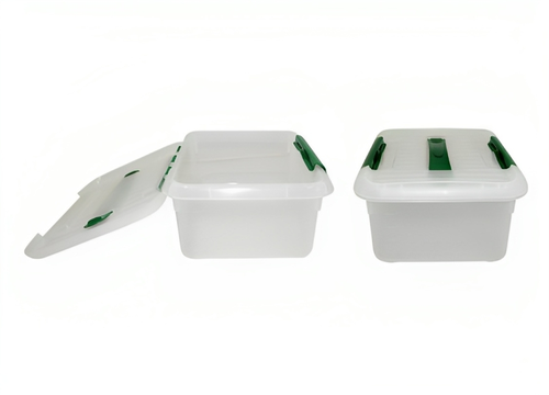 Контейнер для продуктов прямоуг. 6,0 л. 30*23*12 см. с ручкой, с зеленым зажимом