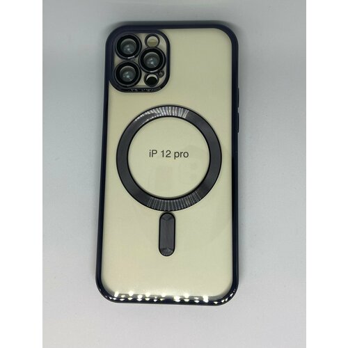 Чехол силиконовый на Apple iPhone 12 Pro Magsafe c защитой камеры Айфон 12 Про магсейф черный