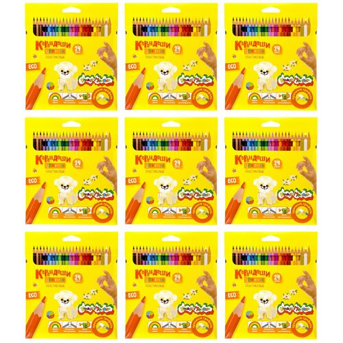 Каляка-Маляка Набор цветных карандашей,24 цвета,9 шт