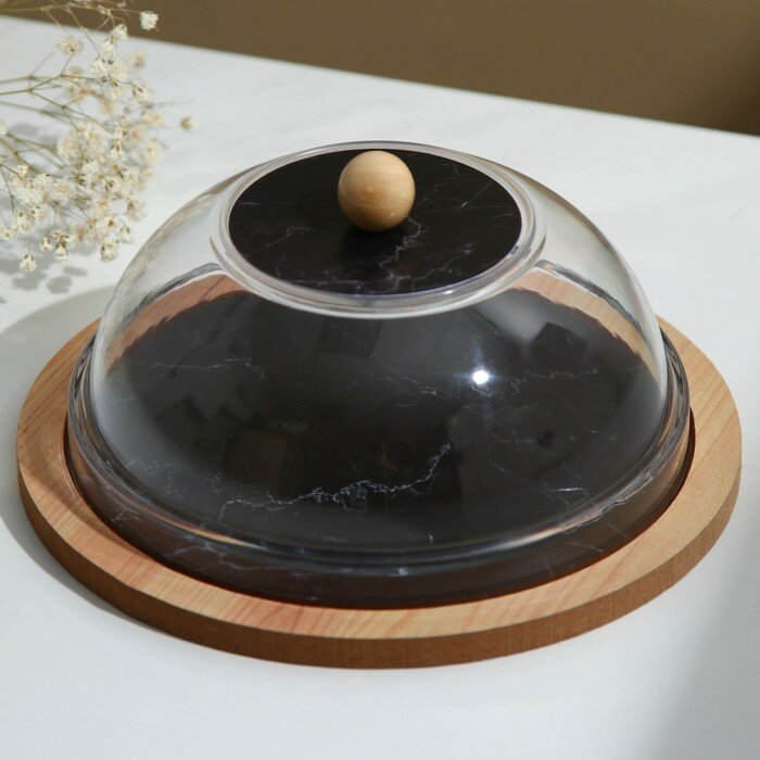фото Блюдо с крышкой «Черный мрамор», 15 см