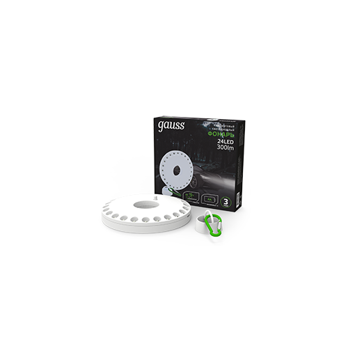 Gauss Фонарь кемпинговый модель GFL003 24LED 300lm 3xAA белый магнит и карабин LED 11272 GF003 10 шт 19880₽