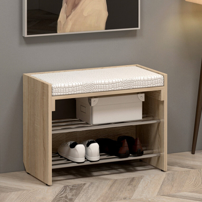 фото Обувница с сиденьем / тумба для обуви / банкетка в прихожую Уют, 60x30x45 см