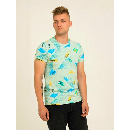 Футболка, размер 52, бирюзовый