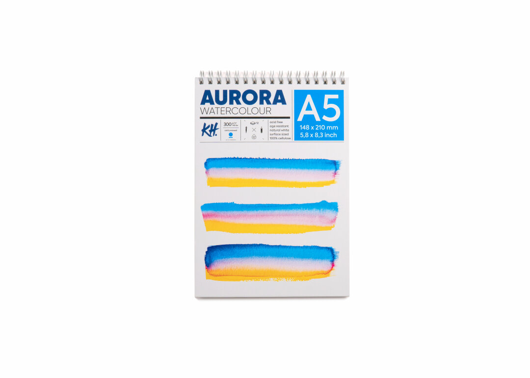 Aurora Альбом для акварели на спирали Aurora Cold А5 12 л 300 г/м² 100% целлюлоза sela25