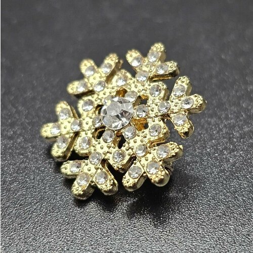 Брошь, бижутерный сплав, золотой