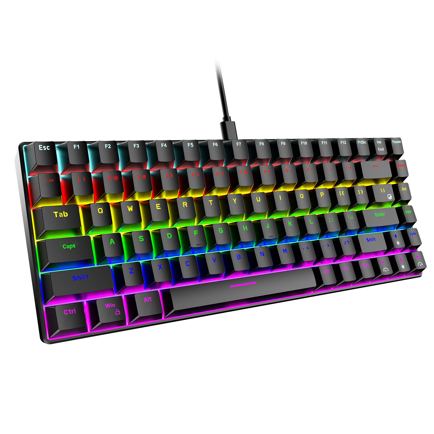 Клавиатура игровая WOLF K84 Black LED (RUS), проводная, 84 кнопок — фото 7