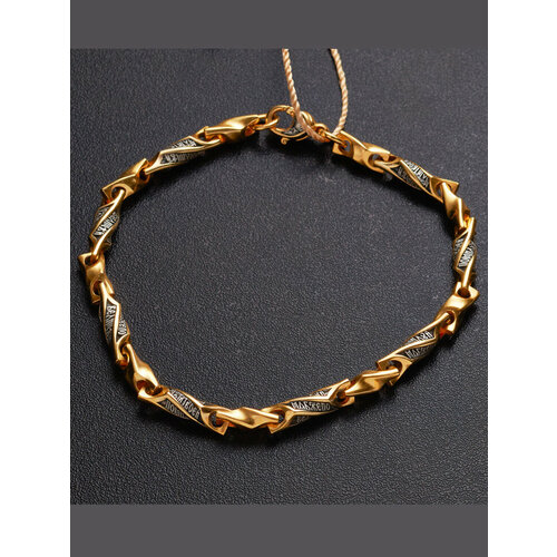 фото Браслет-цепочка angelskaya925 браслет мужской на руку серебро 925, желтое серебро, золото, 925 проба, золочение, чернение, длина 17 см. ангельская925