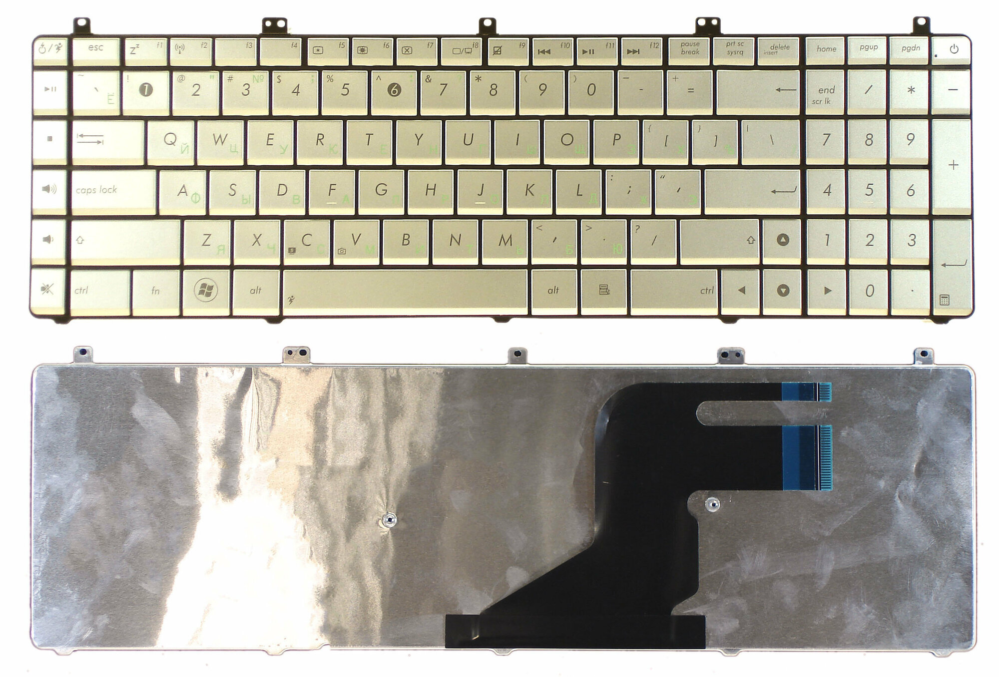 Клавиатура для ноутбука ASUS N55SF серебристая