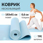 Коврик для фитнеса и йоги 6мм, 183х61 см серый, спортивный нескользящий коврик для пилатеса и гимнастики