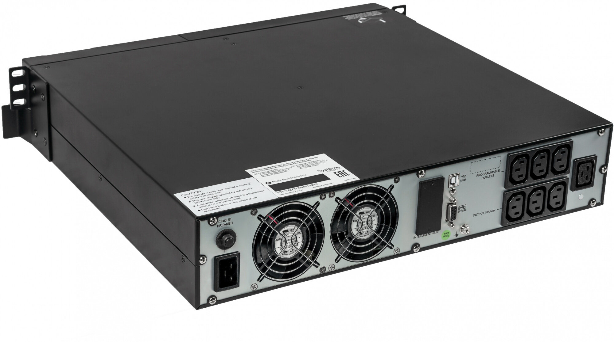 Источник бесперебойного питания Systeme Electriс Smart-Save Online SRV, 3000VA/2700W, On-Line, Rack 2U(Tower convertible), LCD, Out: 6xC13+1xC19, SNMP Intelligent Slot, USB, RS-232 (SRVSE3KRTI) Systeme Electric - фото №10